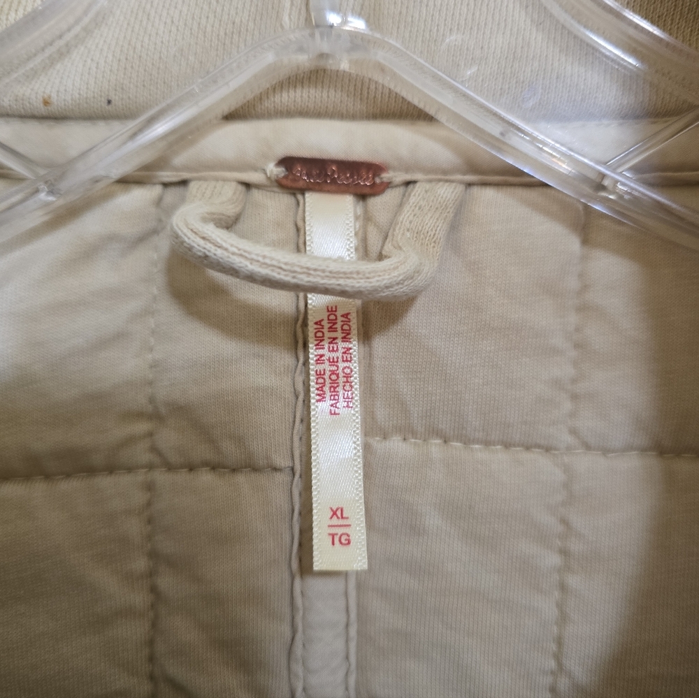 Free People Dolman Quilted Knit Jacket In Vanilla Creme XL Oversized Casual - Picture 12 of 15